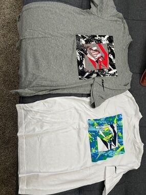 Nike Kids Short Sleeve Graphic Tees - Gray & White with Colorful Prints